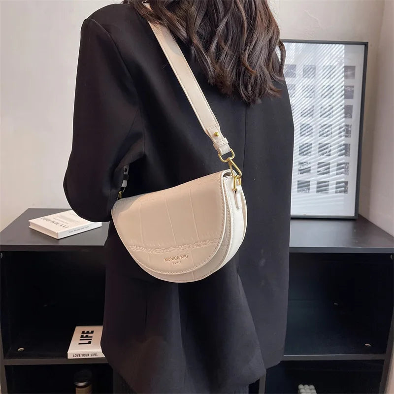 Vintage Shoulder Bag PU Leather Flap Saddle Bag Crossbody Bag