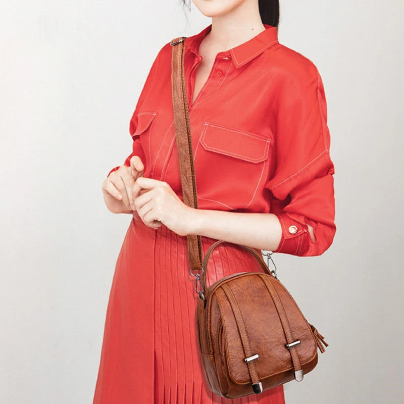 Vintage Shoulder Bag Soft PU Leather Crossbody Bag Lady Handbag Shopping Purse