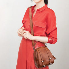 Vintage Shoulder Bag Soft PU Leather Crossbody Bag Lady Handbag Shopping Purse