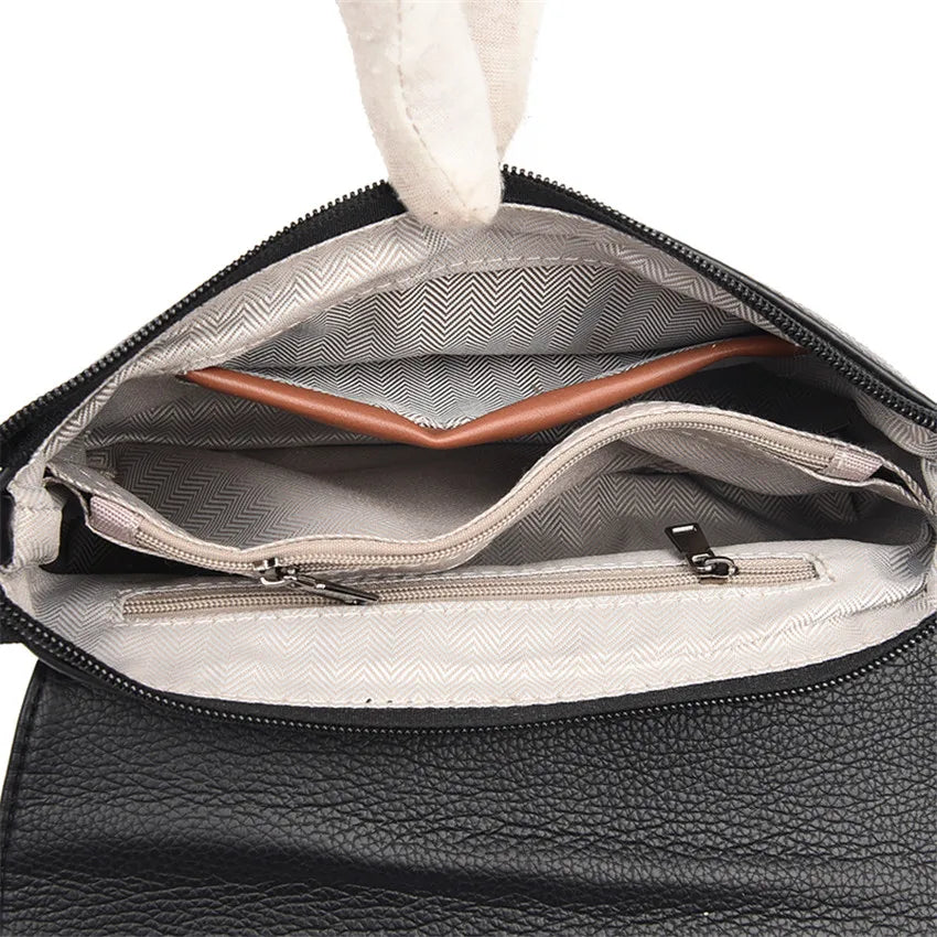 Vintage Leather Shoulder Bag Crossbody Purse Rhinestone Pocket
