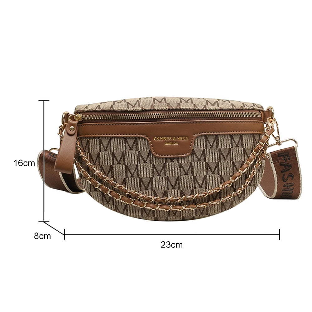 Vintage Shoulder Bag Printed Letter Women Saddle Waist Bag