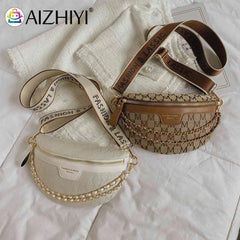 Vintage Shoulder Bag Printed Letter Women Saddle Waist Bag