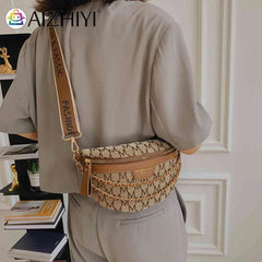 Vintage Shoulder Bag Printed Letter Women Saddle Waist Bag