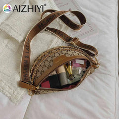 Vintage Shoulder Bag Printed Letter Women Saddle Waist Bag
