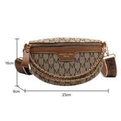 Vintage Shoulder Bag Printed Letter Women Saddle Waist Bag