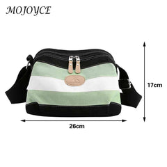 Vintage Striped Canvas Messenger Bag Small Square Zipper Shoulder Bag