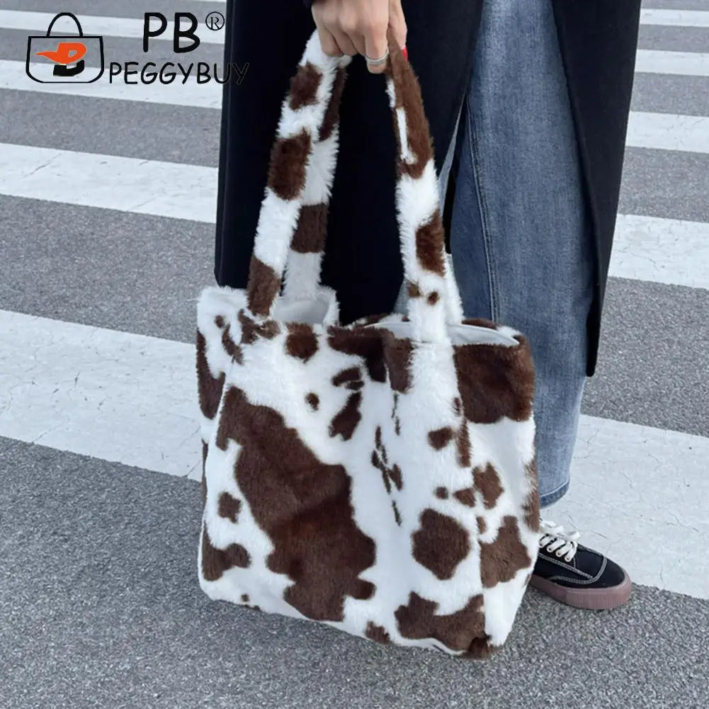 Vintage Cow Milk Pattern Shoulder Bag for Women