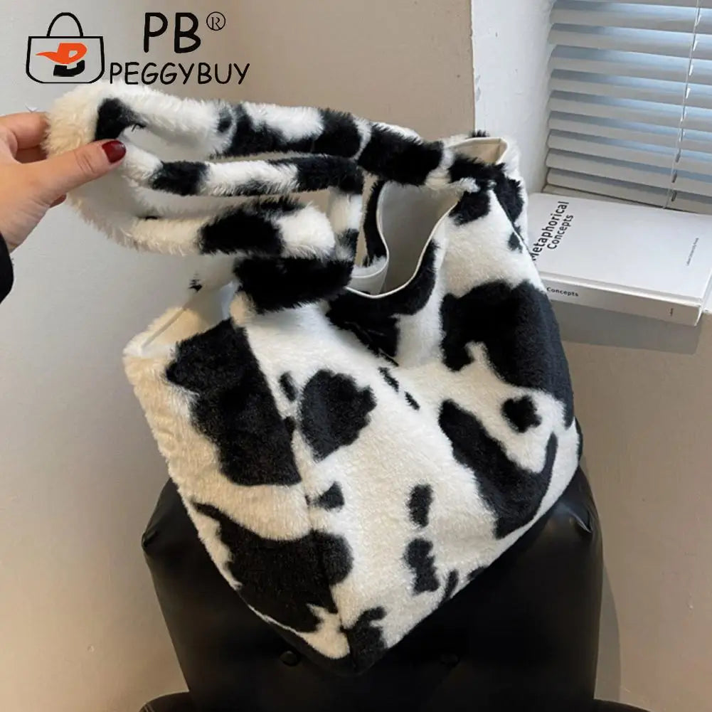 Vintage Cow Milk Pattern Shoulder Bag for Women