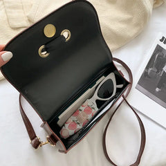 Vintage Shoulder Bags Women Ribbon Bow Crocodile Saddle PU Leather Office Ladies