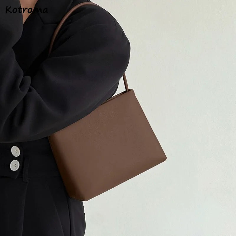 Vintage Shoulder Bags Women Texture Crossbody All-match PU Leather Underarm Bag