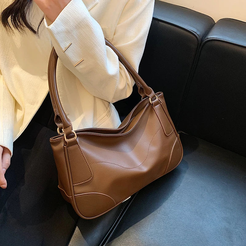 Vintage Shoulder Bags for Women Large Capacity Underarm Bag Pu Handbags