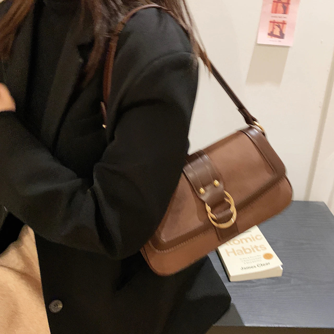 Vintage Shoulder Bags for Women Handbag Metal Buckle Casual Ladies