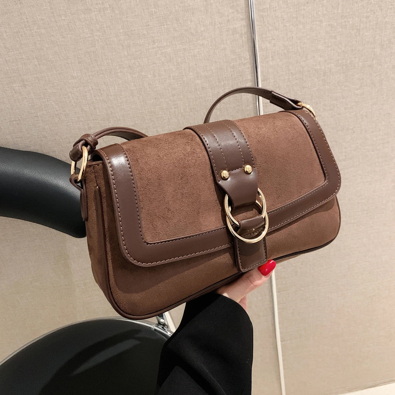 Vintage Shoulder Bags for Women Handbag Metal Buckle Casual Ladies