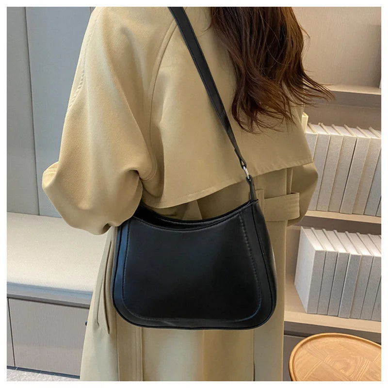 Vintage PU Leather Shoulder Bag Women's Underarm Purse Clutch Handbag