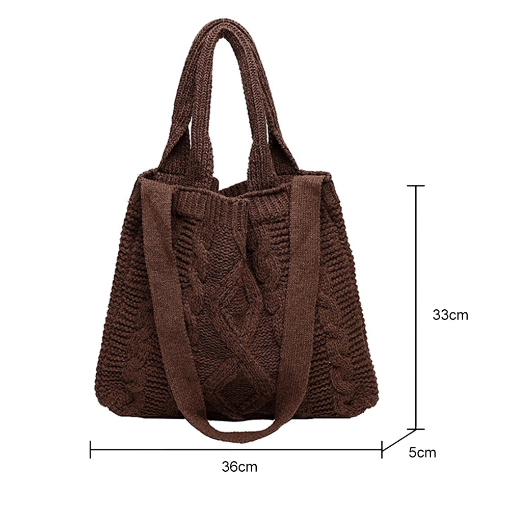Vintage Knitted Shoulder Bag Large Capacity Crossbody Purse Handbag