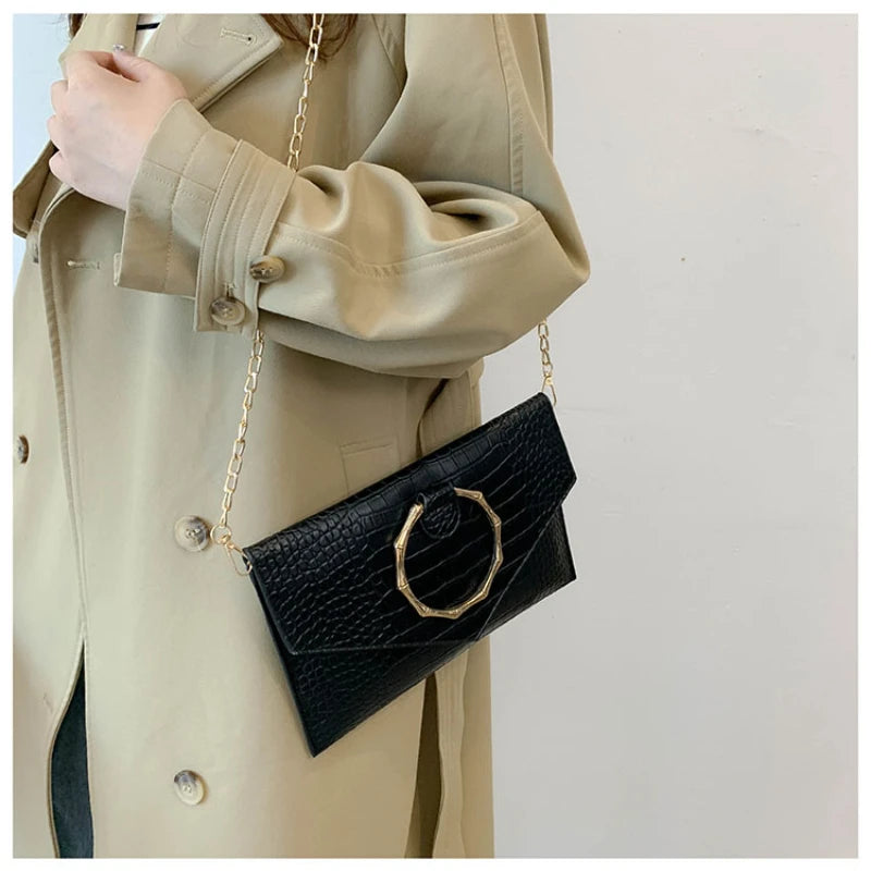 Vintage Shoulder Crossbody Bags for Woman PU Leather Chain Tote Bag