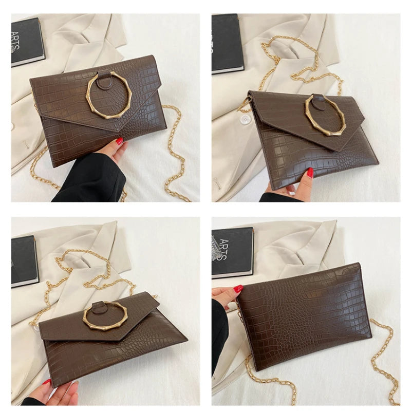 Vintage Shoulder Crossbody Bags for Woman PU Leather Chain Tote Bag