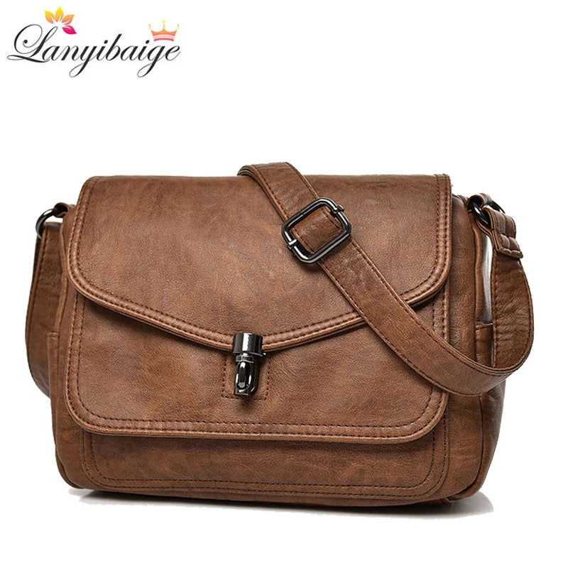 Vintage Shoulder Messenger Bags for Women Soft Leather Crossbody Bags