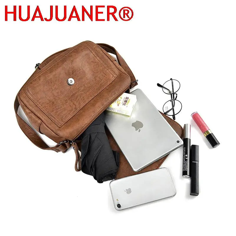 Vintage Leather Crossbody Bags for Women Soft Shoulder Messenger Purse Small Tot