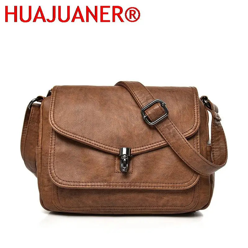 Vintage Leather Crossbody Bags for Women Soft Shoulder Messenger Purse Small Tot