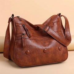 Vintage PU Leather Crossbody Bag Large Capacity Women's Handbag