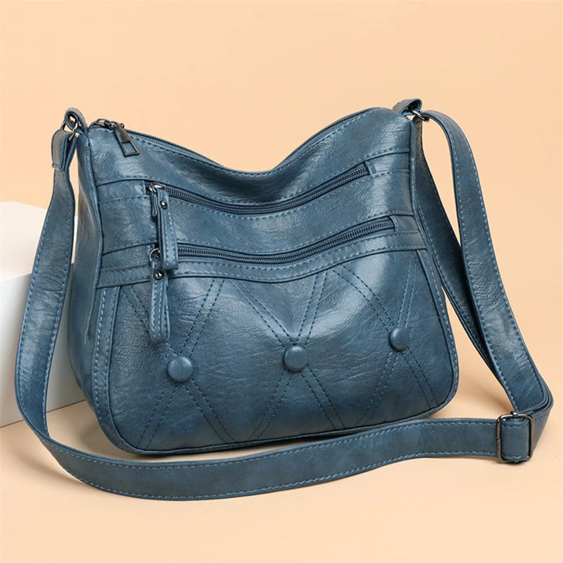 Vintage PU Leather Crossbody Bag Large Capacity Women's Handbag