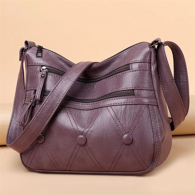 Vintage PU Leather Crossbody Bag Large Capacity Women's Handbag
