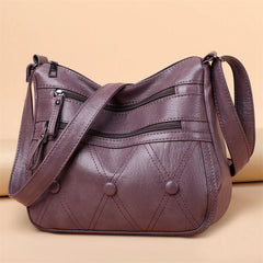 Vintage PU Leather Crossbody Bag Large Capacity Women's Handbag