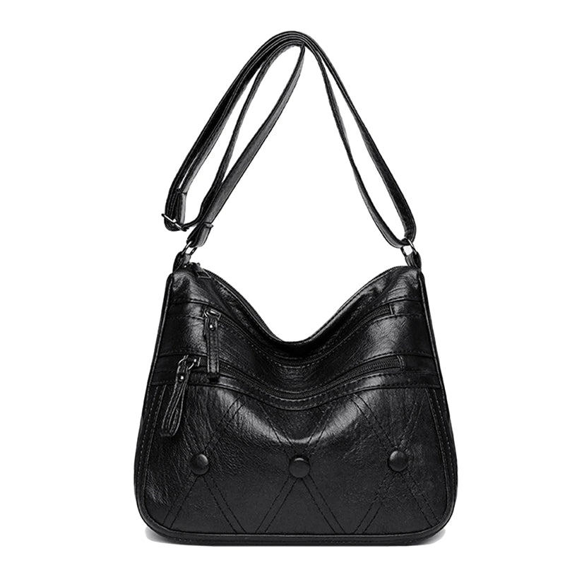 Vintage PU Leather Crossbody Bag Large Capacity Women's Handbag