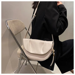 Vintage PU Leather Underarm Crossbody Shoulder Bags for Women Small Saddle Bags