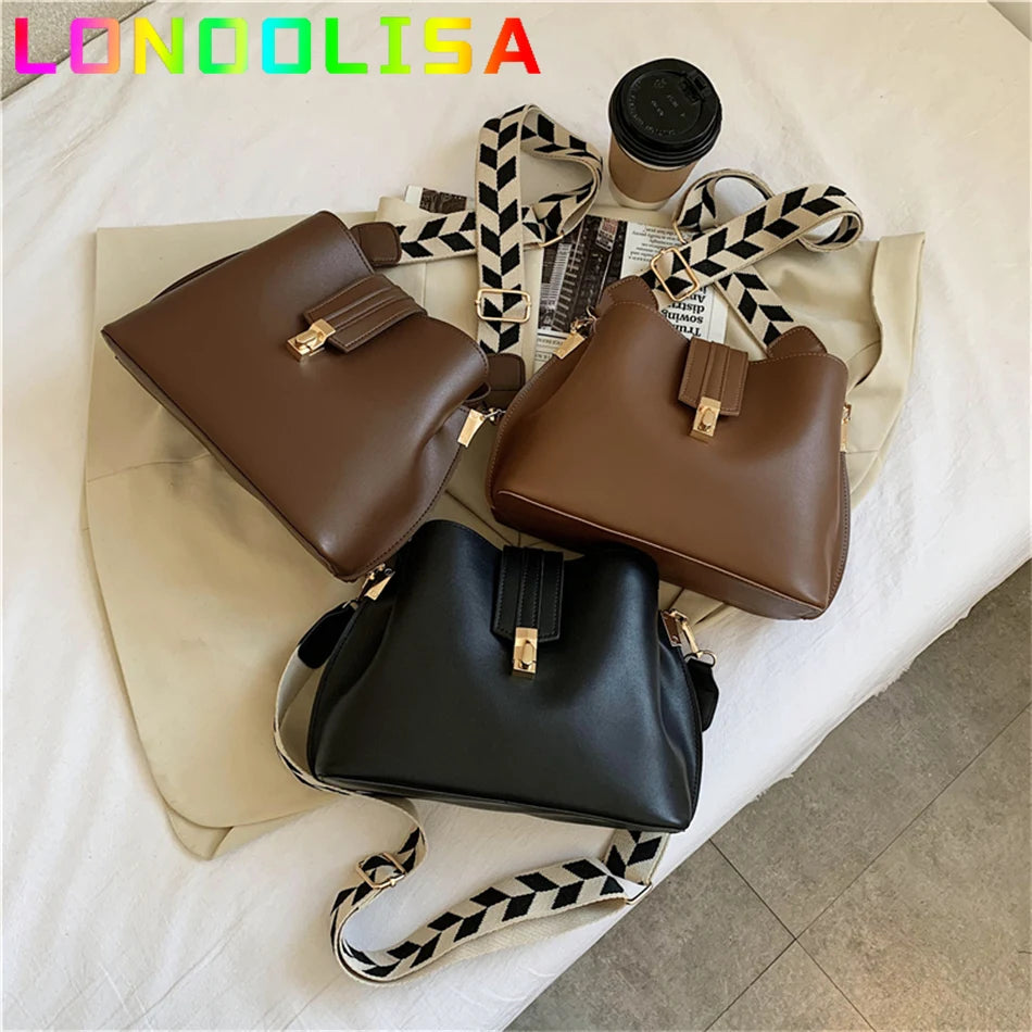 Vintage Small Bucket Crossbody Bags for Women Lady Handbags Totes