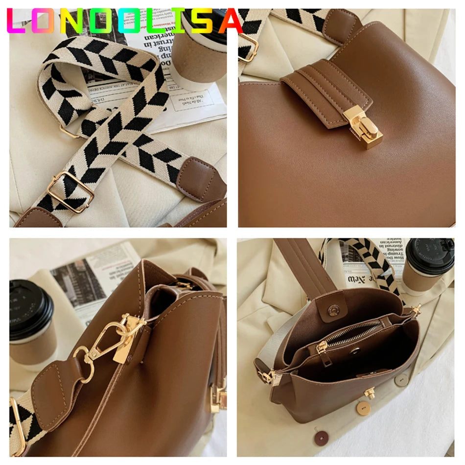 Vintage Small Bucket Crossbody Bags for Women Lady Handbags Totes