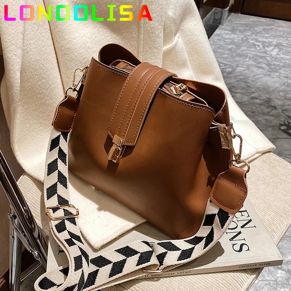 Vintage Small Bucket Crossbody Bags for Women Lady Handbags Totes