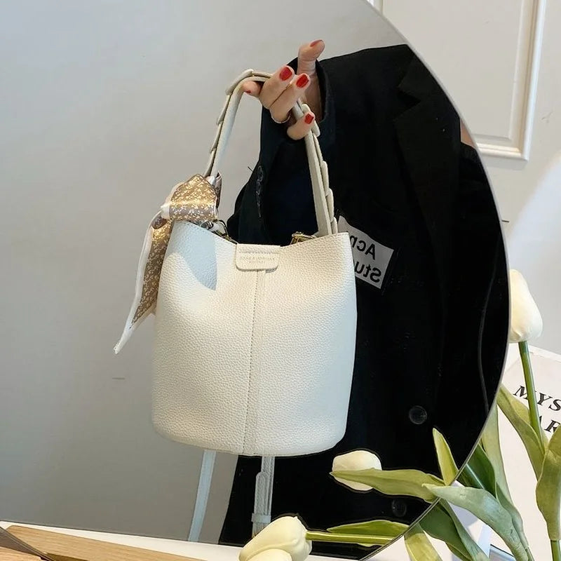 Vintage Small PU Leather Bucket Crossbody Sling Bags for Women