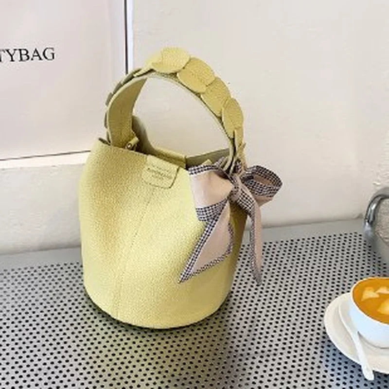 Vintage Small PU Leather Bucket Crossbody Sling Bags for Women