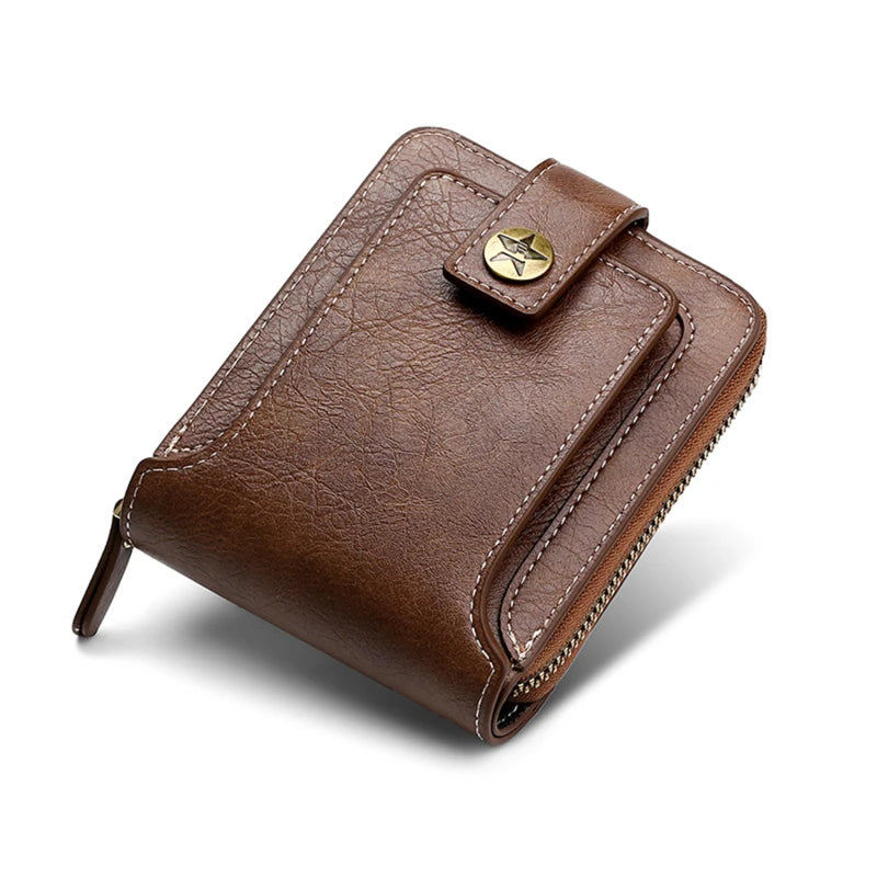 Vintage Simplicity Men's Wallet PU Leather Short Men Hasp Zipper Clutch