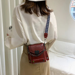 Vintage Small Bag Women Messenger Bag Wide Shoulder Strap Square Bag