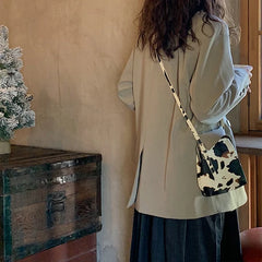 Vintage Crossbody Bag Cow Pattern Handbag Mini Shoulder