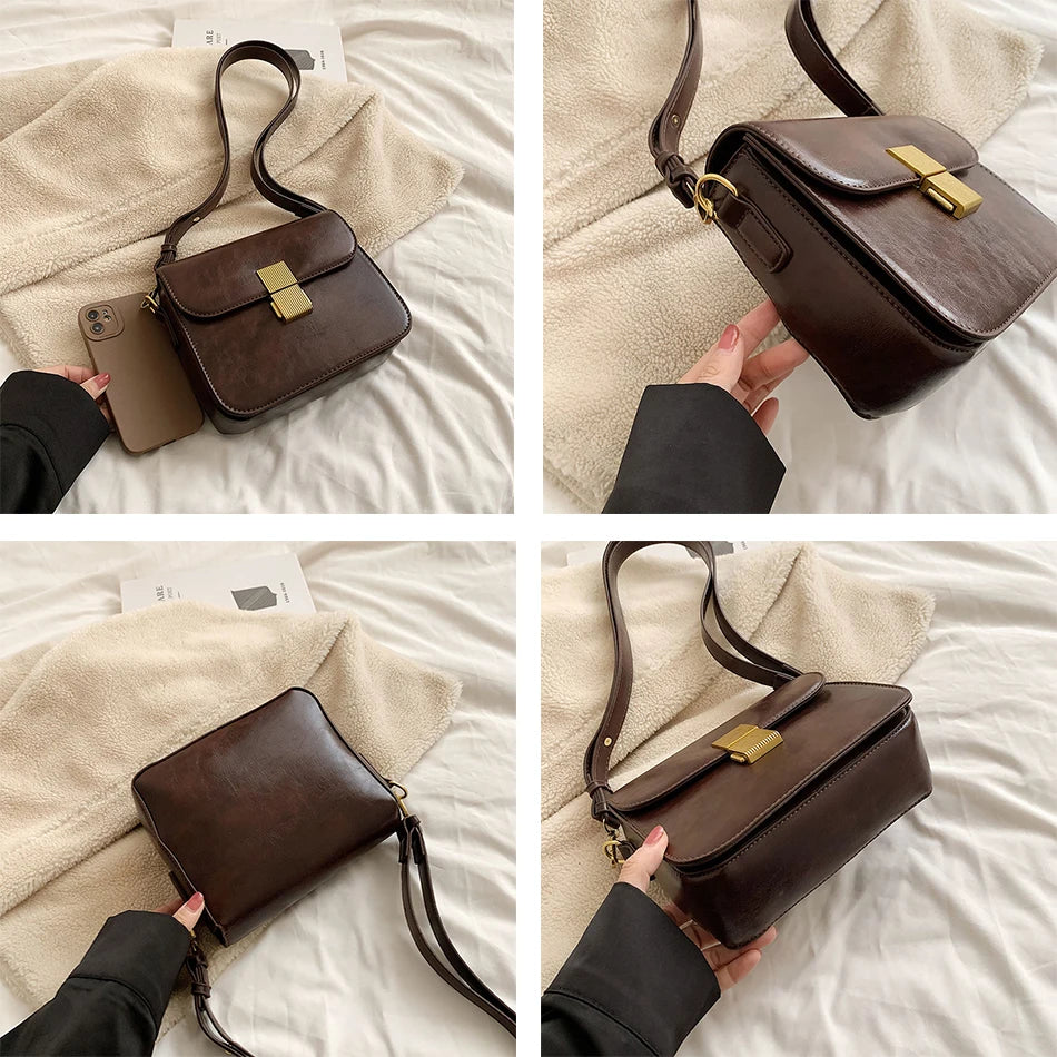 Vintage Small Flap Bag Women Handbags PU Leather Shoulder Crossbody