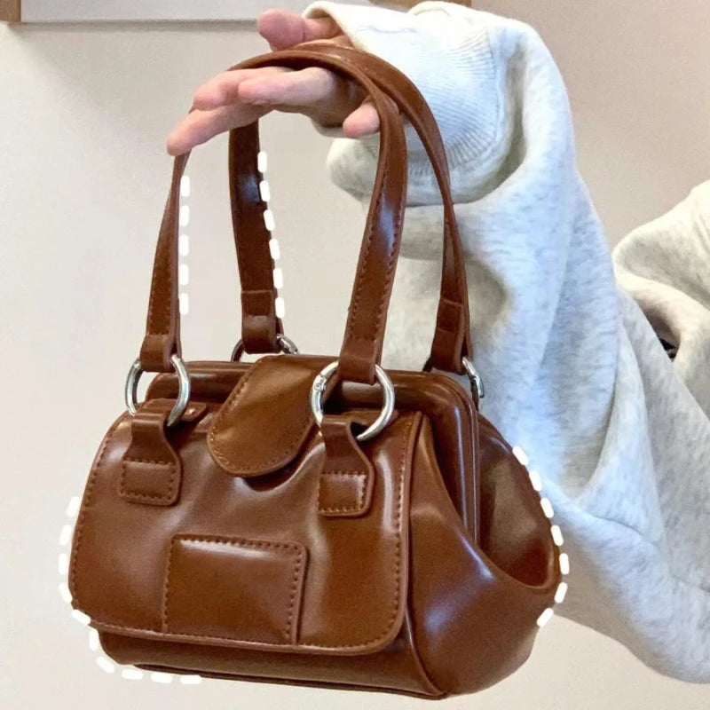 Vintage Small Handbags for Women Hasp Ladies Pu Leather Shoulder Crossbody Bags