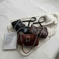 Vintage Leather Crossbody Bags for Women Chain Handbags and Purses