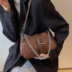 Vintage Leather Crossbody Bags for Women Chain Handbags and Purses
