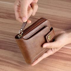 Vintage Men's Wallet Short Purse Clutch Zipper Solid Porte Feuille Hommes
