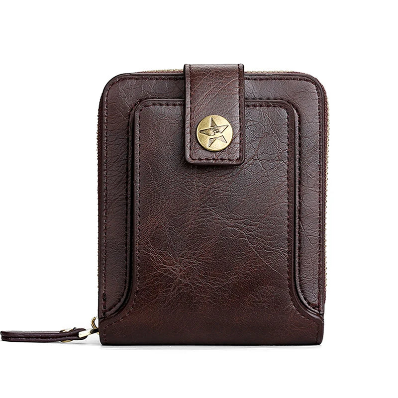 Vintage Men's Wallet Short Purse Hasp Zipper Clutch Solid