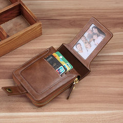 Vintage Men's Wallet Short Purse Clutch Zipper Solid Porte Feuille Hommes