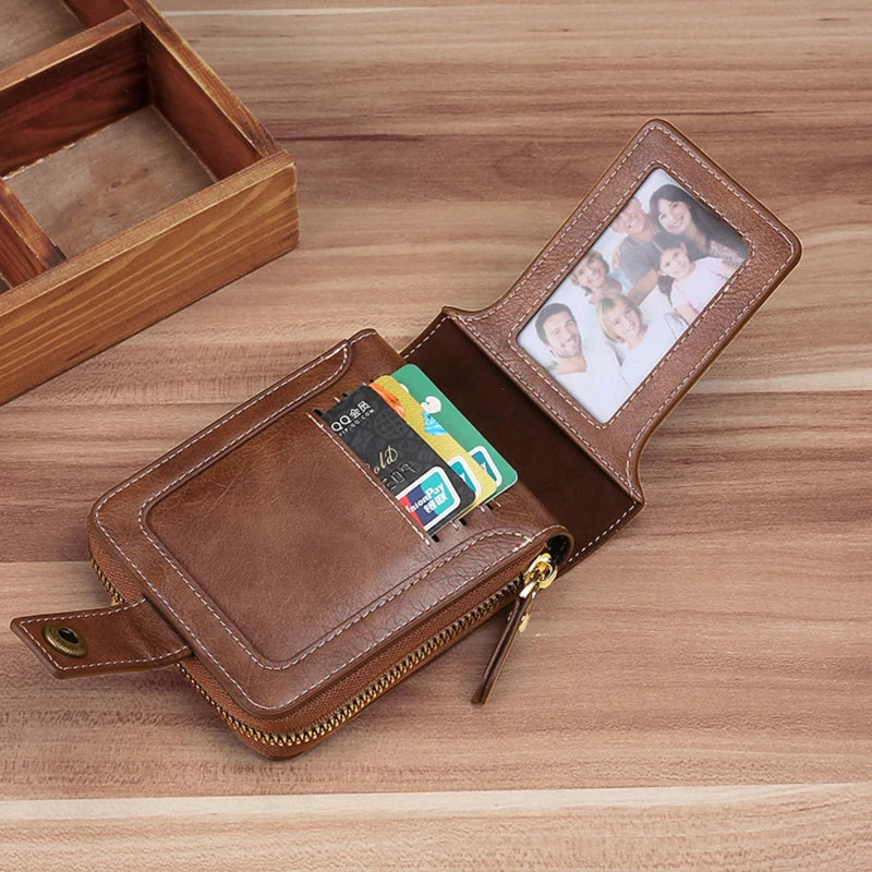 Vintage Short Men's Wallet PU Leather Clutch