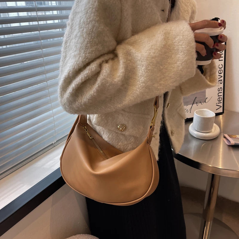 Vintage Small PU Leather Underarm Bag Armpit Crossbody Bags For Women