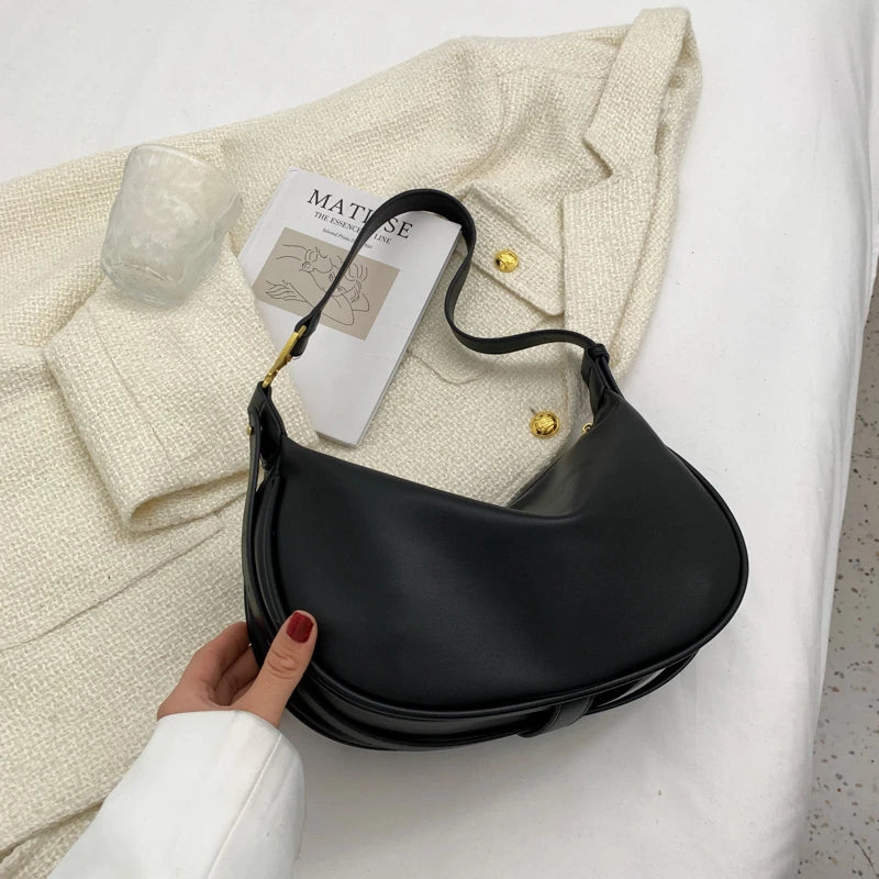 Vintage Small PU Leather Underarm Bag Armpit Crossbody Bags For Women