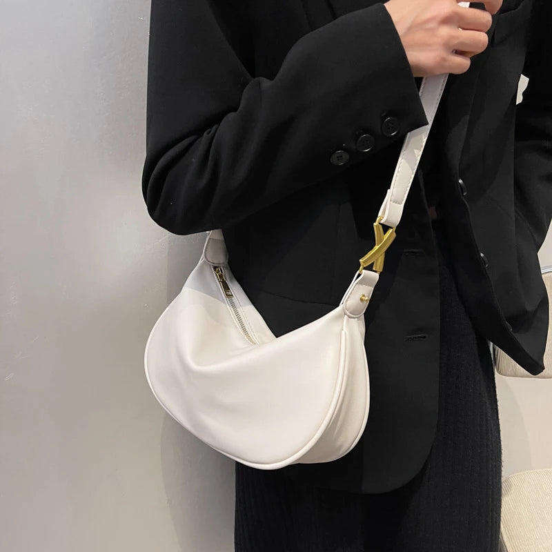 Vintage Small PU Leather Underarm Bag Armpit Crossbody Bags For Women