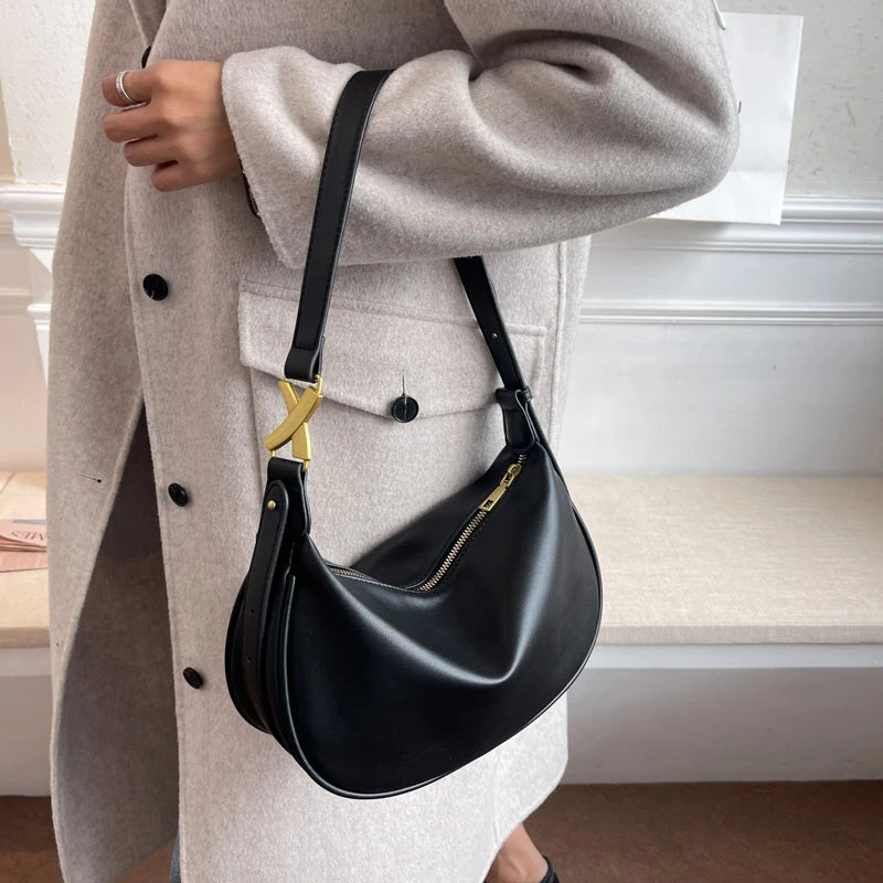 Vintage Small PU Leather Underarm Bag Armpit Crossbody Bags For Women